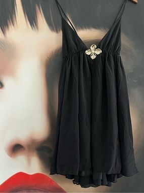 Dress with Gold Flower and Pearl Accent